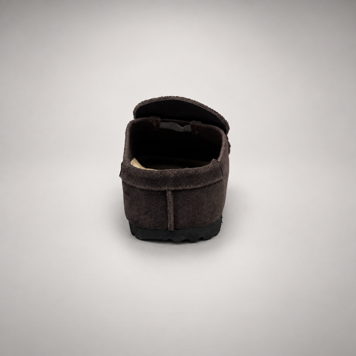 Dark brown calf suede penny-loafer mules product view 6