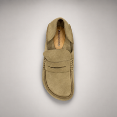 Beige calf suede penny loafers product view 6