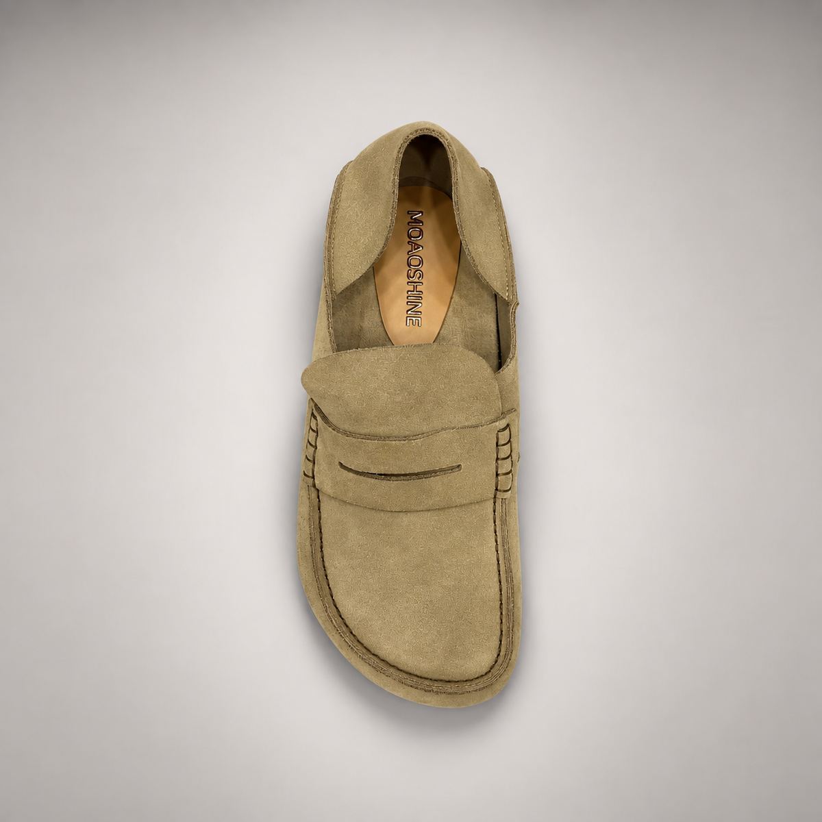 Beige calf suede penny loafers product view 6