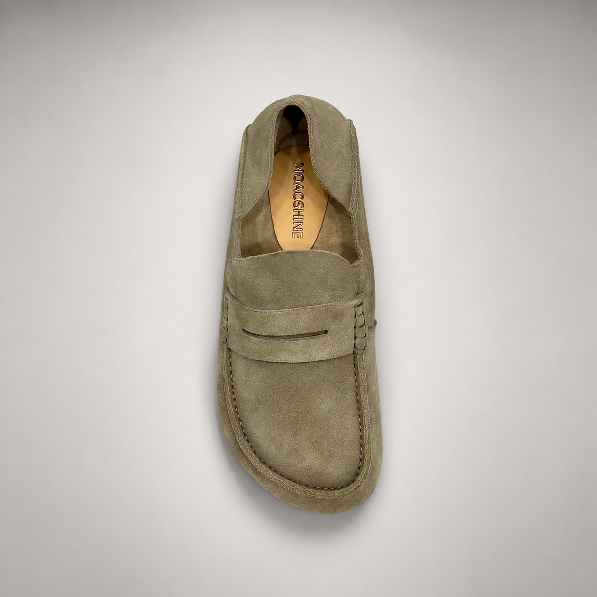 Taupe calf suede penny loafers product view 5