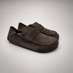 Dark Brown Calf Suede Penny Loafers product view 1