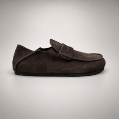 Dark Brown Calf Suede Penny Loafers product view 3