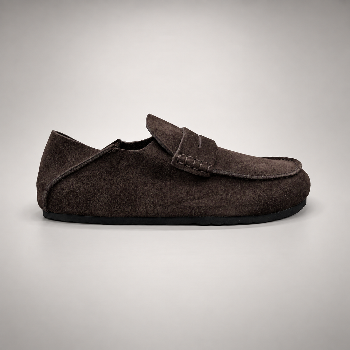 Dark Brown Calf Suede Penny Loafers product view 3