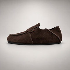 Dark Brown Calf Suede Penny Loafers product view 4