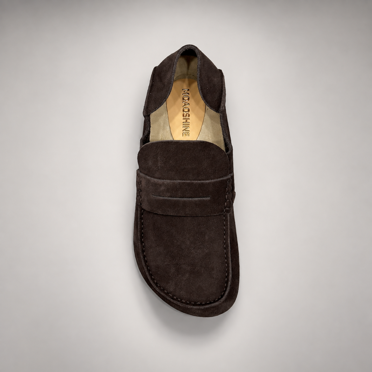 Dark Brown Calf Suede Penny Loafers product view 5