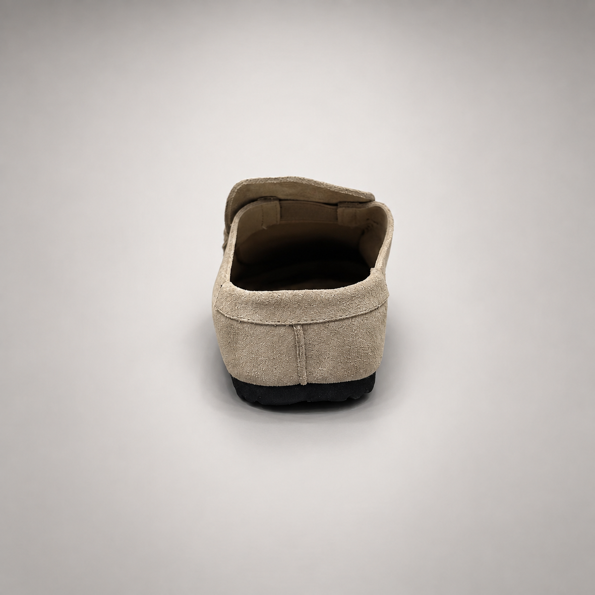 Taupe Calf Suede Penny Loafer Mules product view 7
