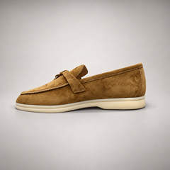 Tan Sheep Suede Metal-Accent Loafers product view 4