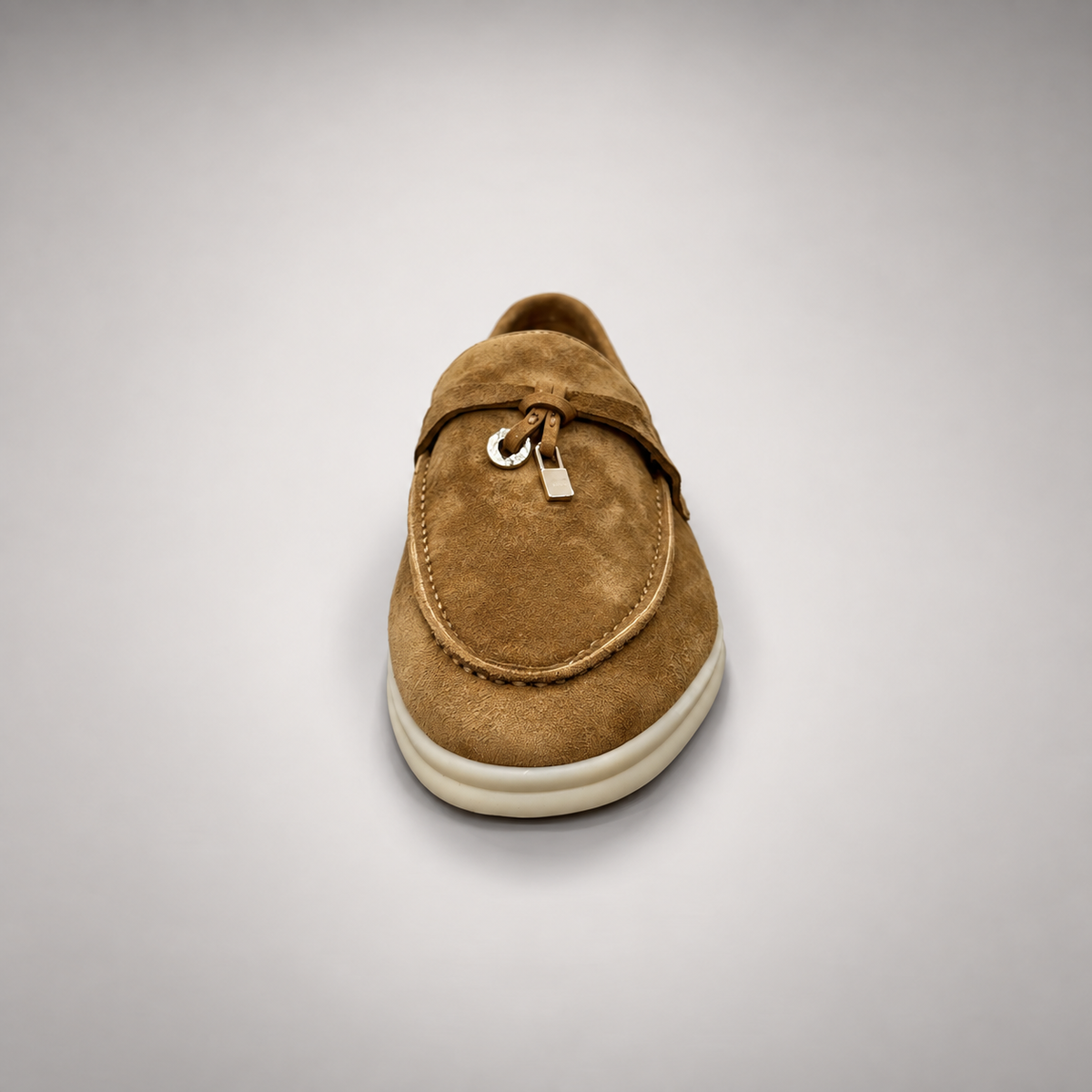 Tan Sheep Suede Metal-Accent Loafers product view 7