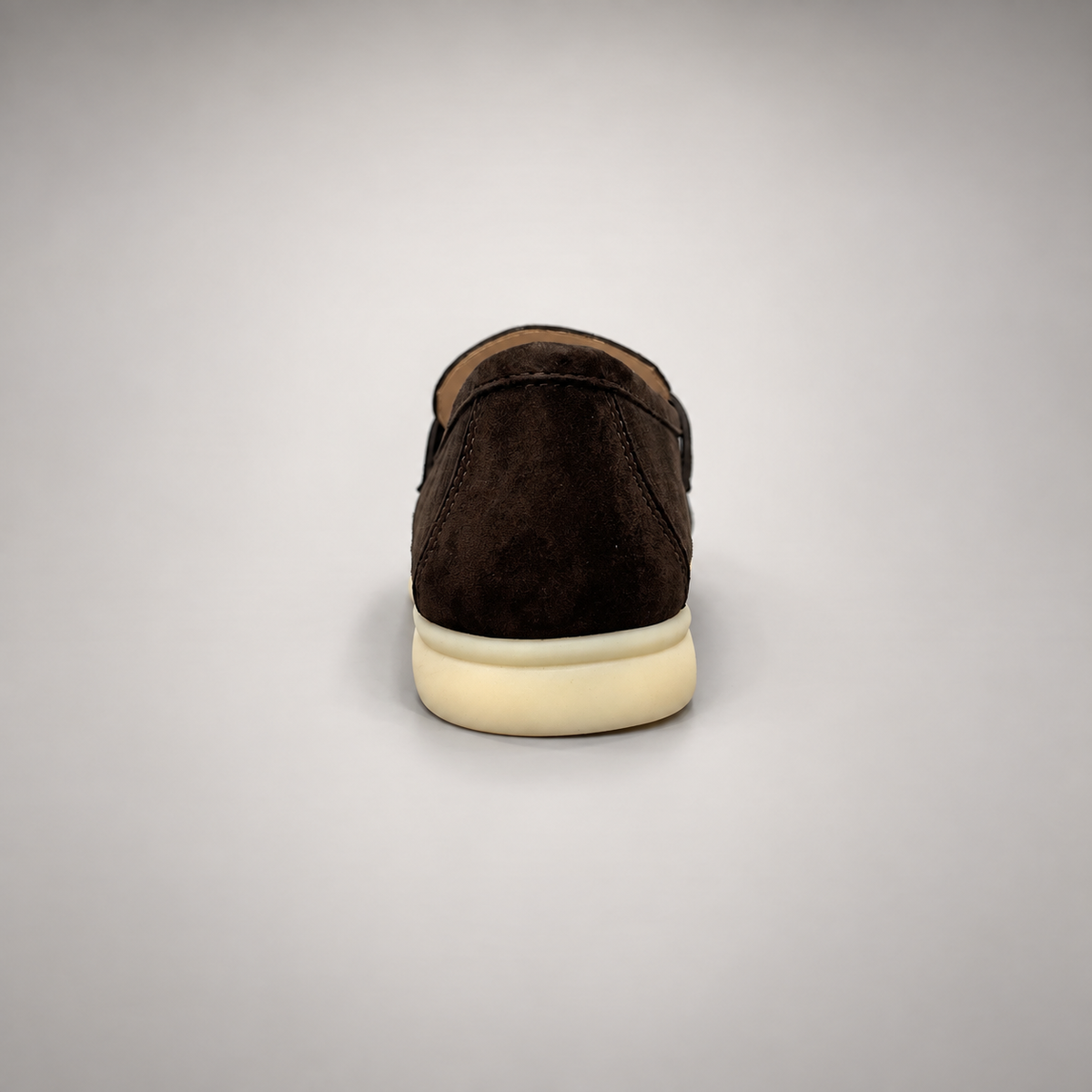 Dark brown suede metal-accent loafers detail 5