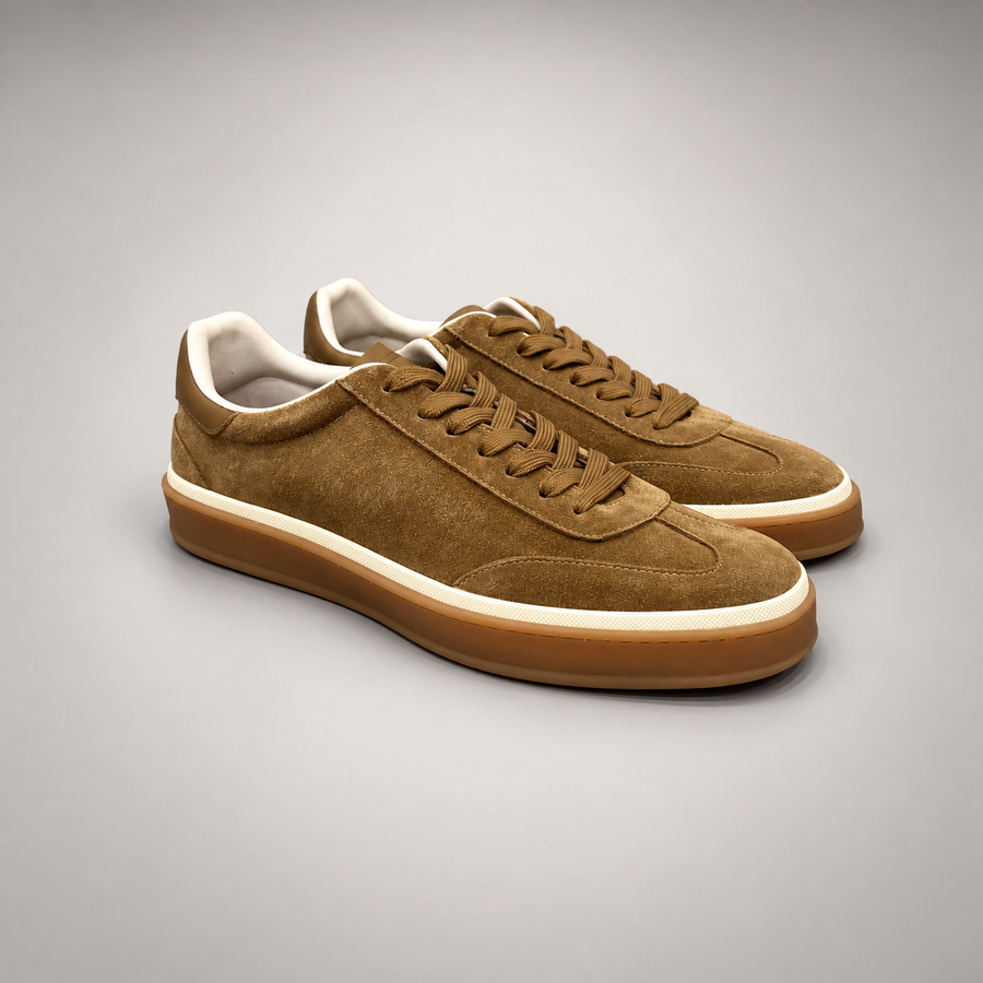 Tan Sheep Suede Lace-Up Sneakers product view 1