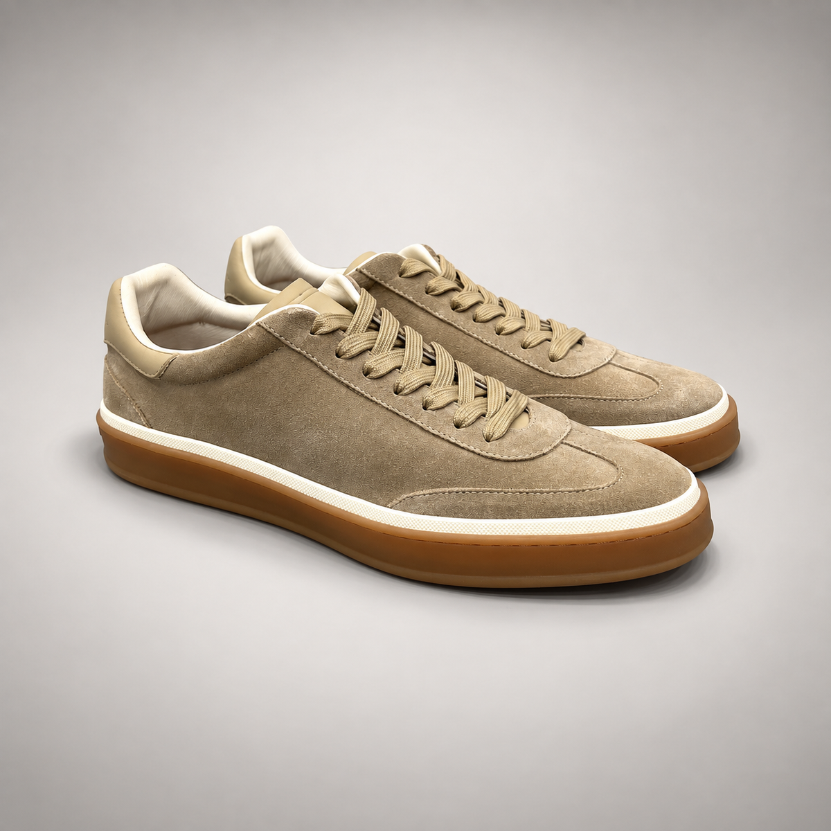 Taupe Sheep Suede Lace-Up Sneakers product view 1