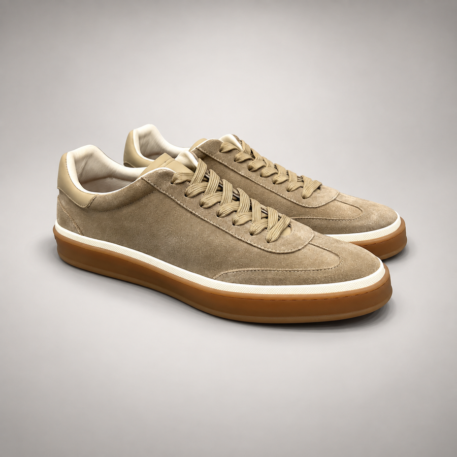 Taupe Sheep Suede Lace-Up Sneakers product view 1