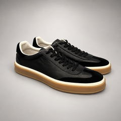Black Top-Grain Cow Leather Lace-Up Sneakers product view 1