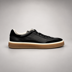 Black Top-Grain Cow Leather Lace-Up Sneakers product view 3