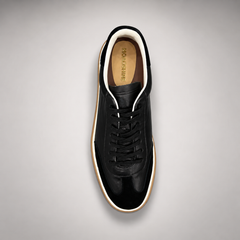 Black Top-Grain Cow Leather Lace-Up Sneakers product view 7