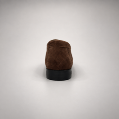 Dark Brown Sheep Suede Ruched Moc-Toe Loafers product view 5