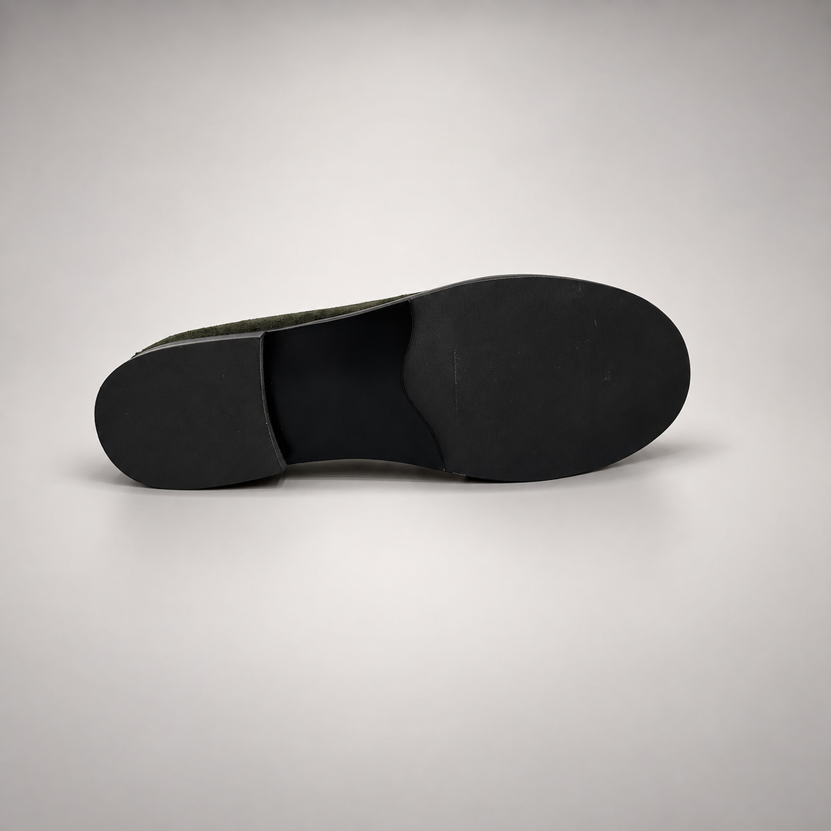 Dark Olive Sheep Suede Ruched Moc-Toe Loafers product view 6