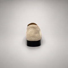 Beige Sheep Suede Ruched Moc-Toe Loafers product view 5