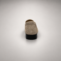 Taupe Sheep Suede Ruched Moc-Toe Loafers product view 5