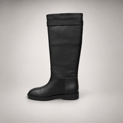 Black Gold-Accent Knee-High Leather Boots product view 4