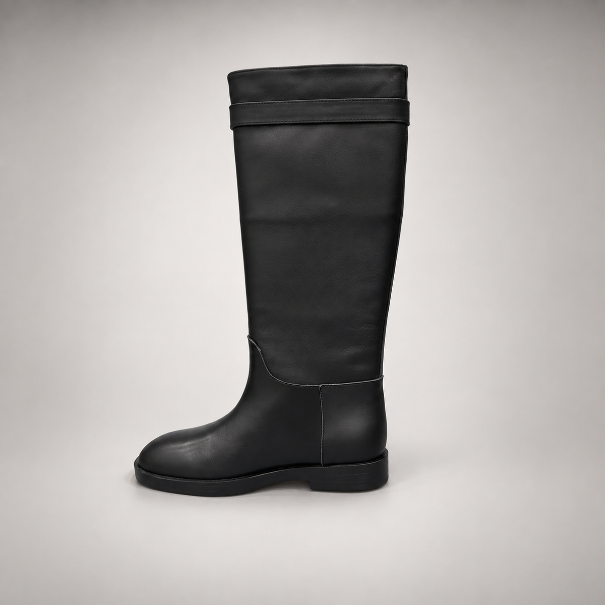 Black Gold-Accent Knee-High Leather Boots product view 4