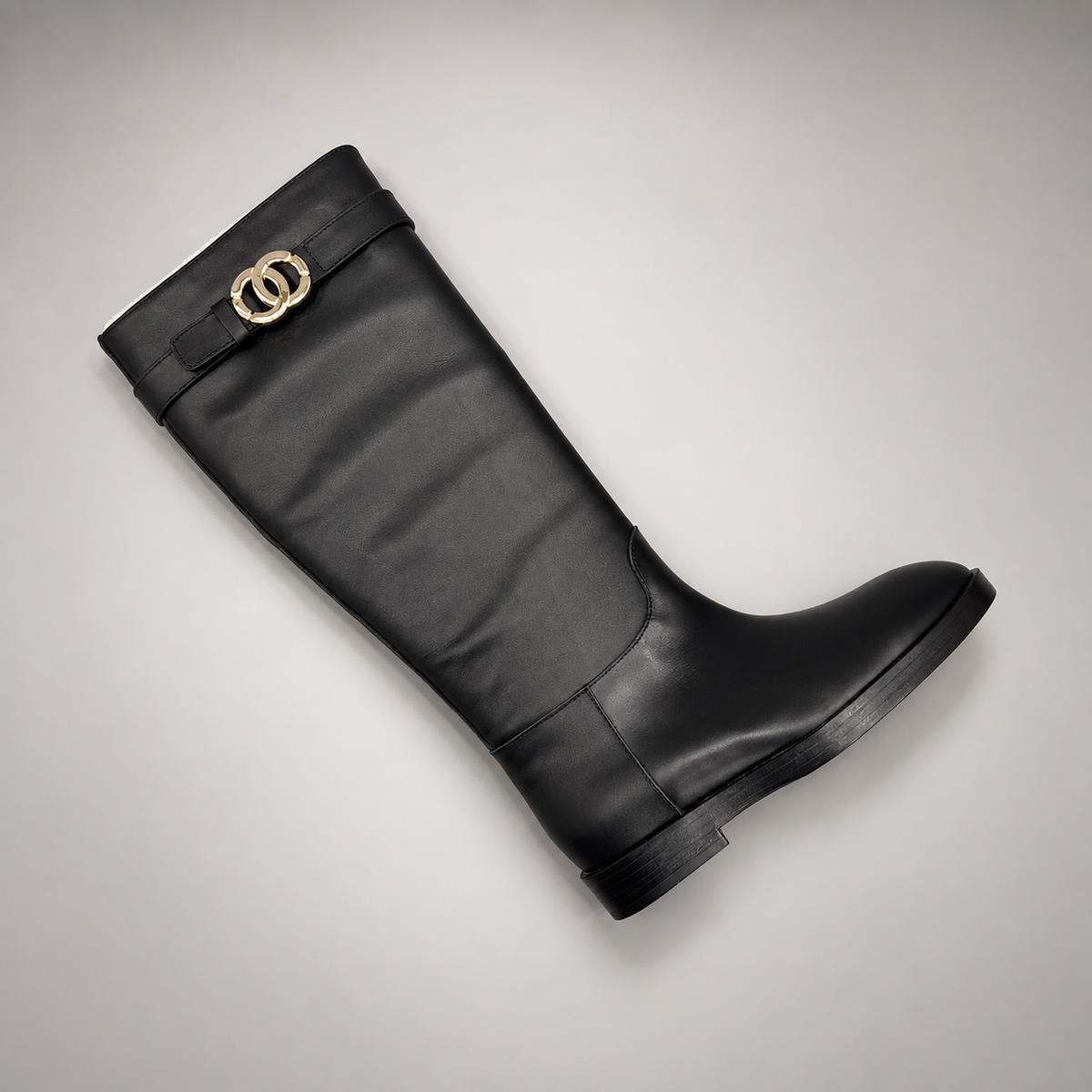 Black Gold-Accent Knee-High Leather Boots product view 7