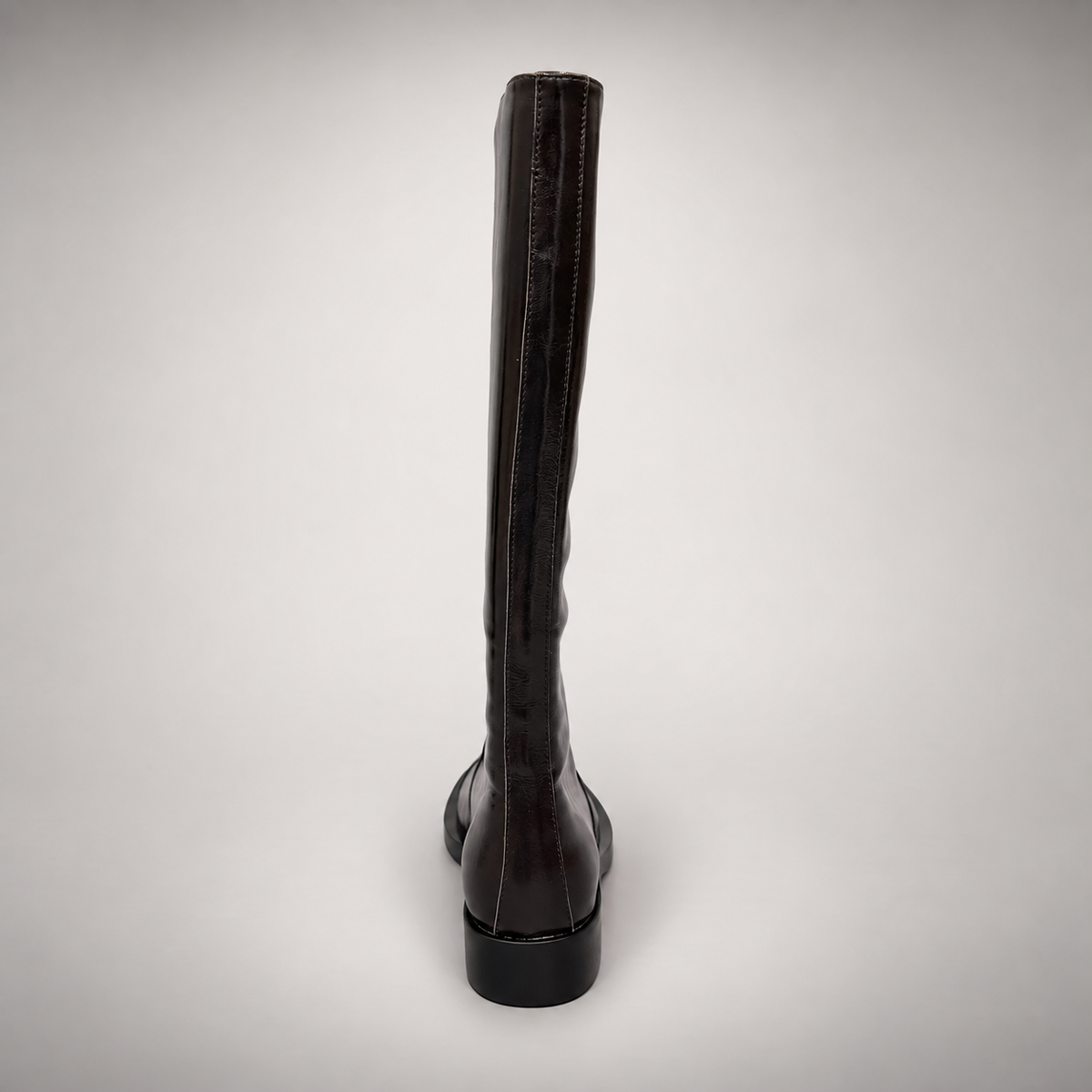 Dark Brown Cap-Toe Knee-High Leather Boots product view 5