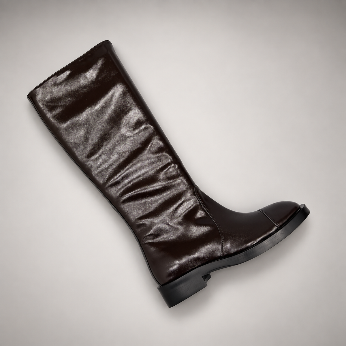 Dark Brown Cap-Toe Knee-High Leather Boots product view 7