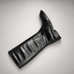 Black Cap-Toe Knee-High Leather Boots product view 6