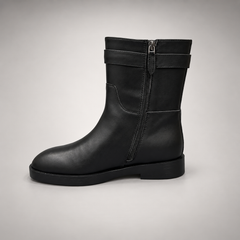 Black Gold-Accent Mid-Calf Leather Boots product view 4