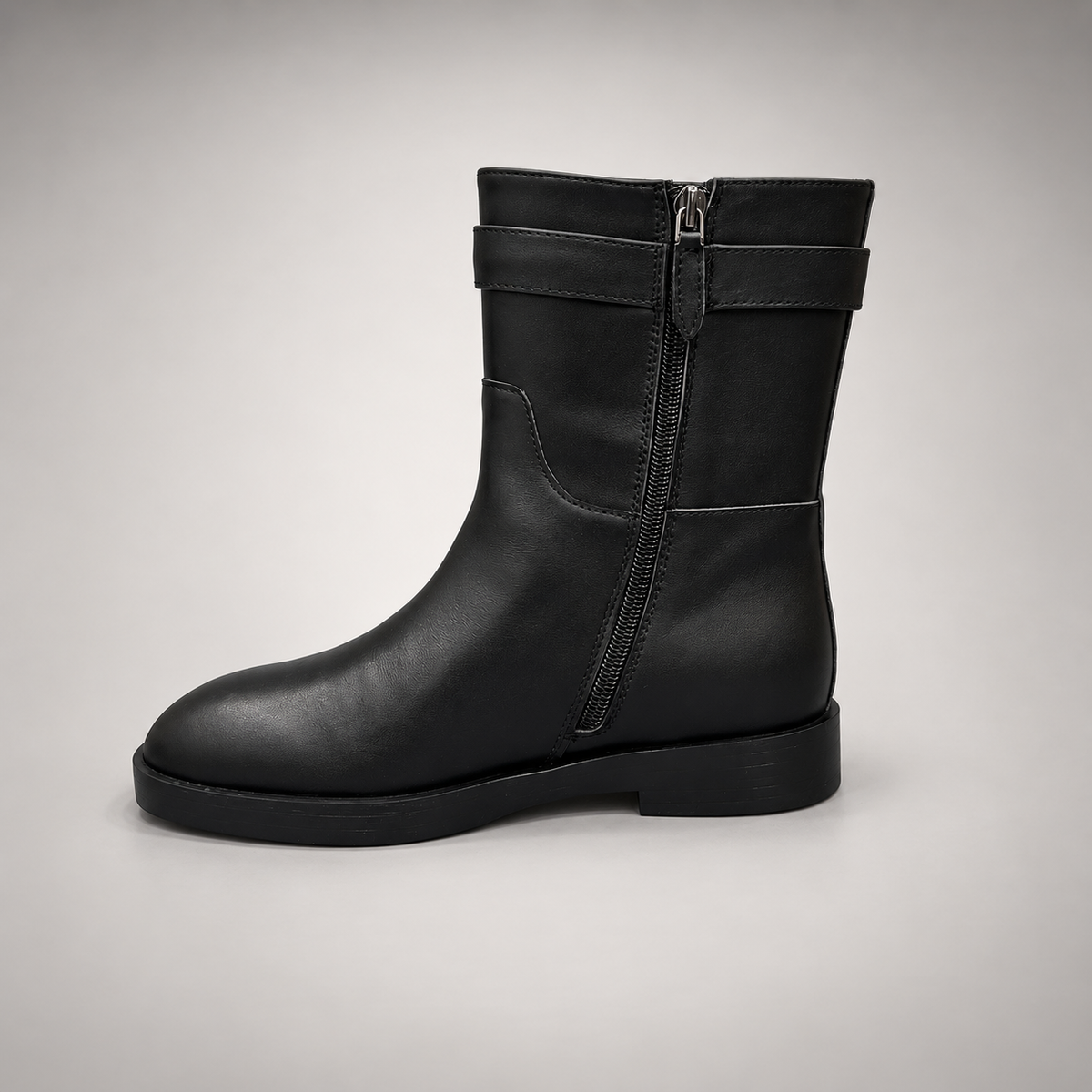 Black Gold-Accent Mid-Calf Leather Boots product view 4