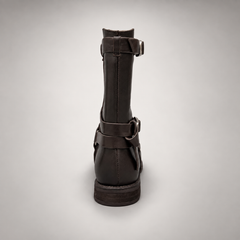Brown Double-Buckle Mid-Calf Leather Boots product view 5