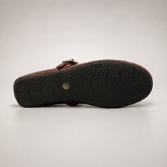 Brown croc-embossed buckle-strap flat product view 6