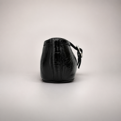 Black eel-embossed buckle-strap flat product view 3