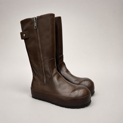 Dark Brown Boots pair three-quarter view