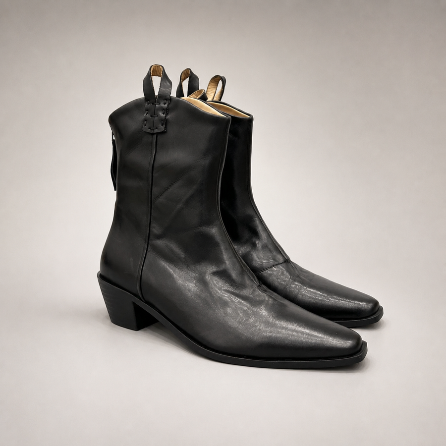 Black Boots pair three-quarter view