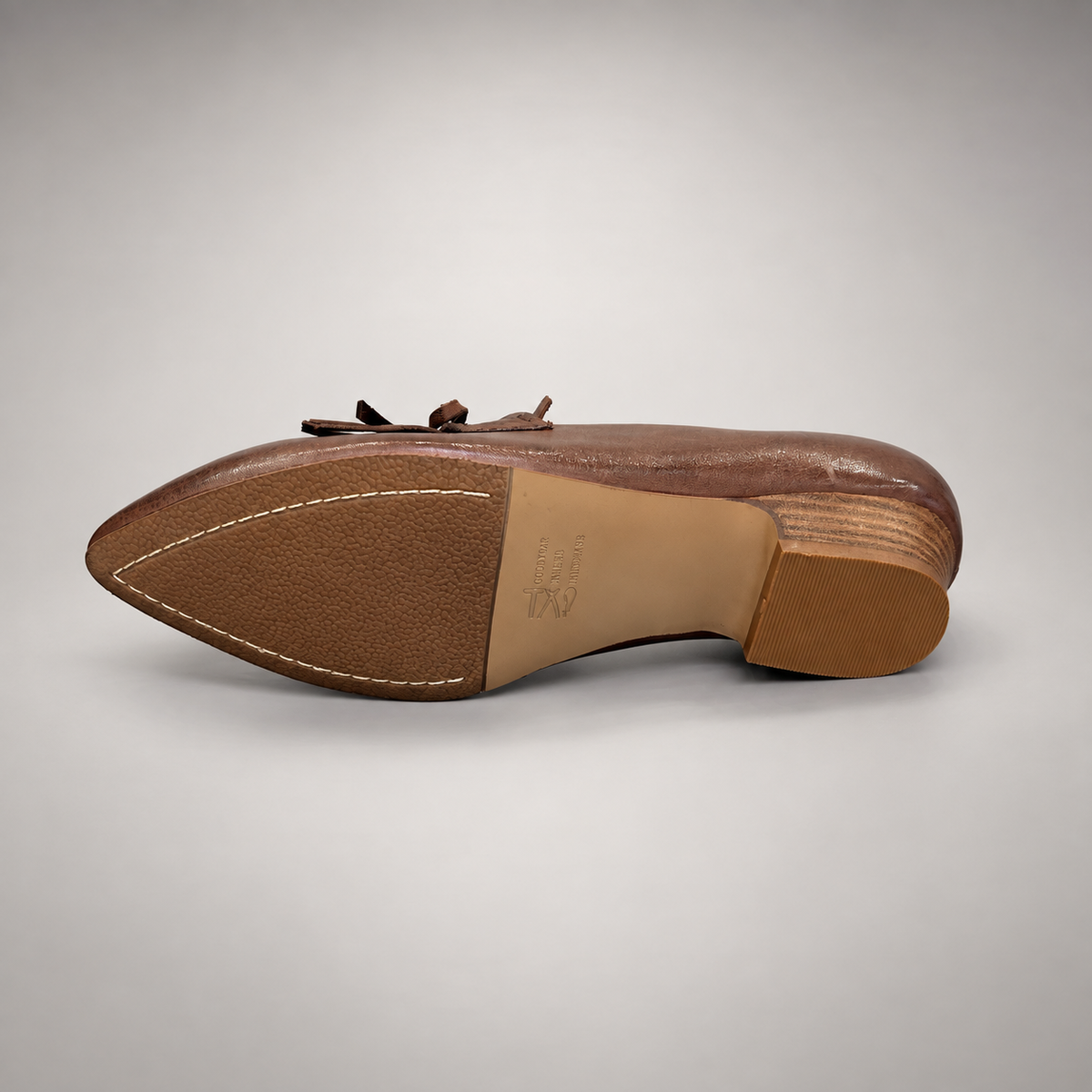 Brown Horse Leather Pointed-Toe Tassel Loafers product view 6