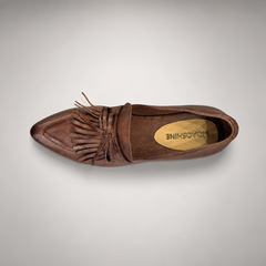 Brown Horse Leather Pointed-Toe Tassel Loafers product view 7