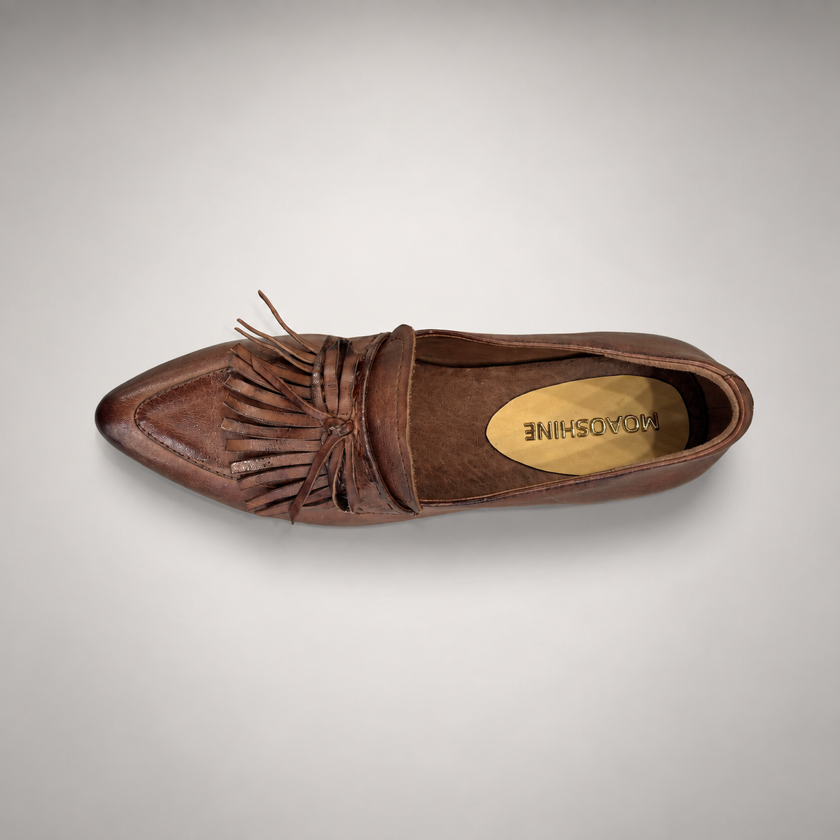 Brown Horse Leather Pointed-Toe Tassel Loafers product view 7