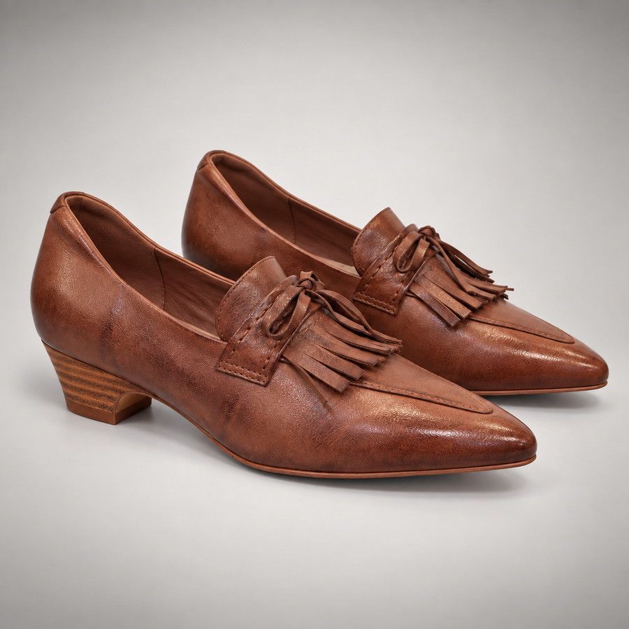 Brown Horse Leather Pointed-Toe Tassel Loafers product view 8