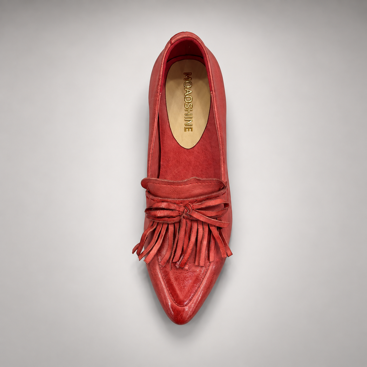Red Horse Leather Pointed-Toe Tassel Loafers product view 7