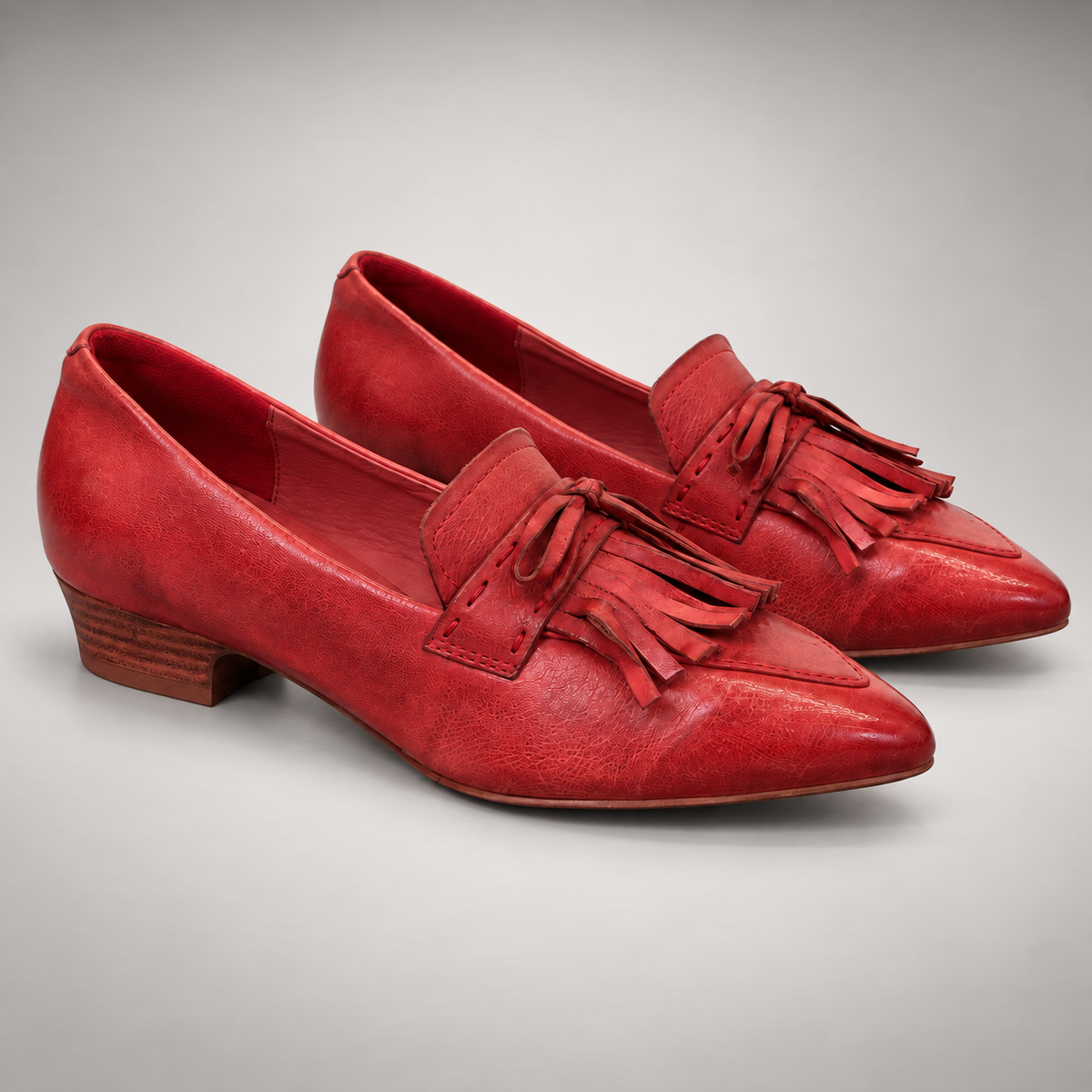 Red Horse Leather Pointed-Toe Tassel Loafers product view 8