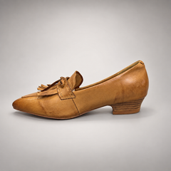 Tan Horse Leather Pointed-Toe Tassel Loafers product view 4