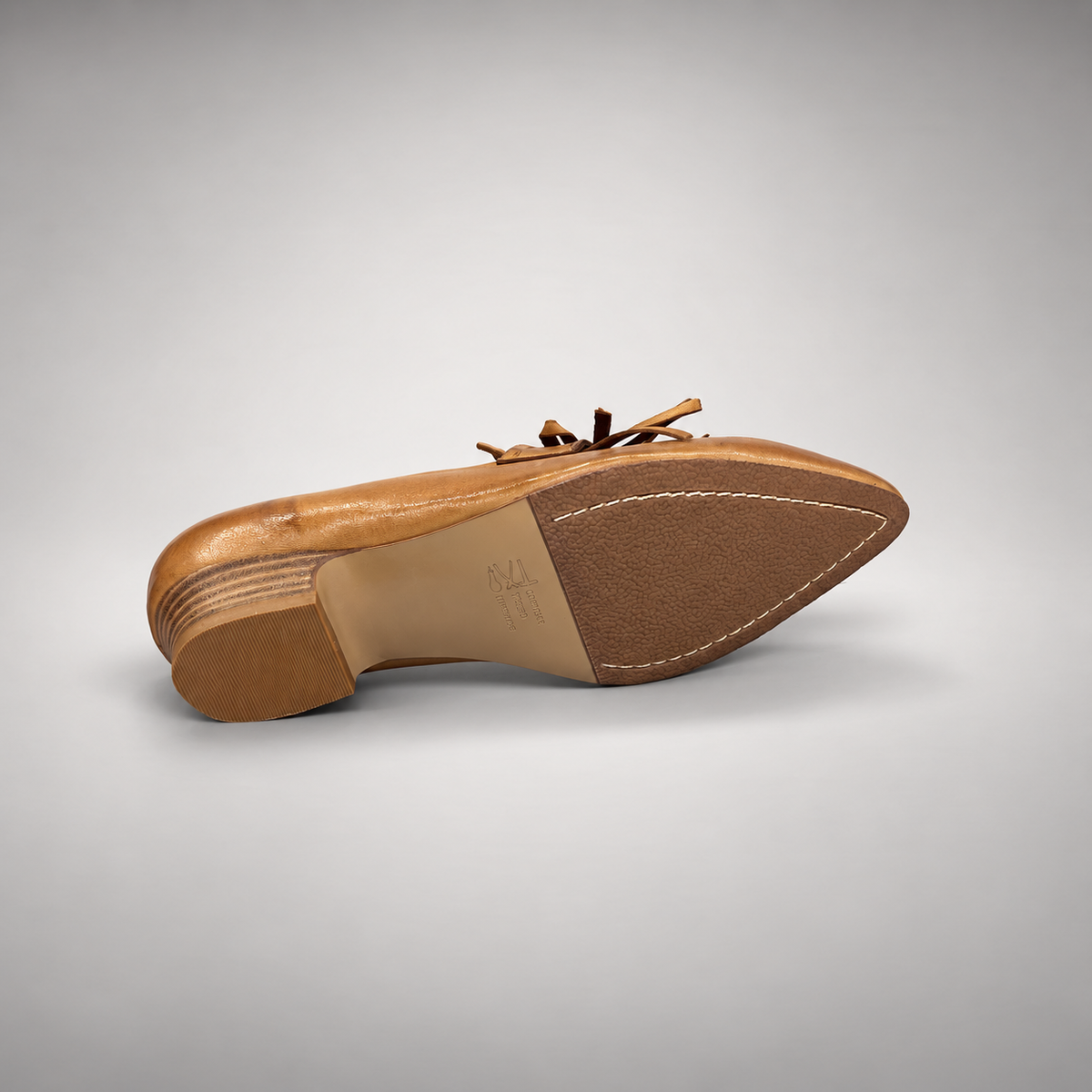 Tan Horse Leather Pointed-Toe Tassel Loafers product view 6