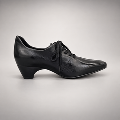 Black Horse Leather Pointed-Toe Lace-Up Oxfords product view 3