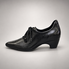 Black Horse Leather Pointed-Toe Lace-Up Oxfords product view 4
