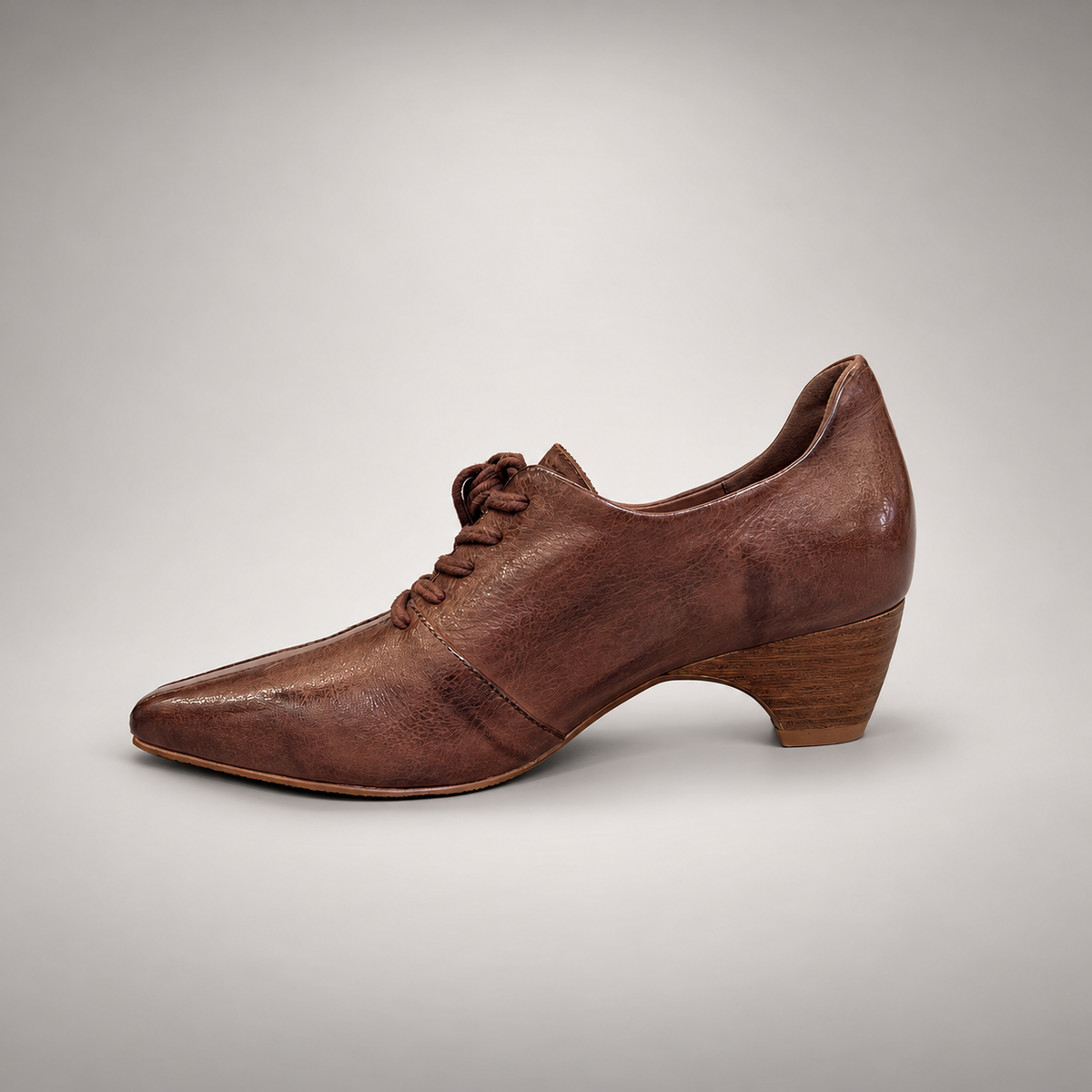 Brown Horse Leather Pointed-Toe Lace-Up Oxfords product view 4