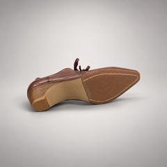 Brown Horse Leather Pointed-Toe Lace-Up Oxfords product view 6