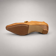Tan Horse Leather Pointed-Toe Lace-Up Oxfords product view 6