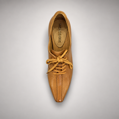 Tan Horse Leather Pointed-Toe Lace-Up Oxfords product view 7